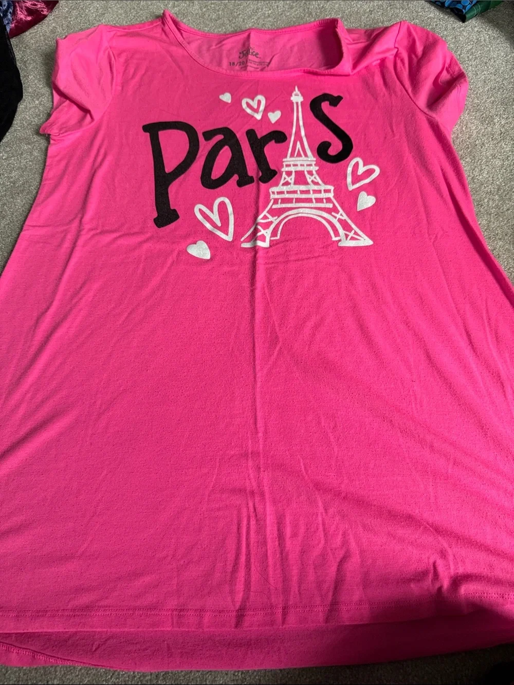 Justice Bright Pink Graphic Tee with Metallic Logo